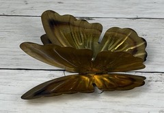 Vintage Torched Metal Butterfly Hanging Wall Art Decor MCM Gold Tone Set of Two