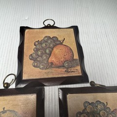 Vintage 1970s Homco Home Interior Wood Fruit Plaques Set Of 3