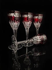 Faberge Na Zdorovye Cordial Liqueur Red Glasses NIB