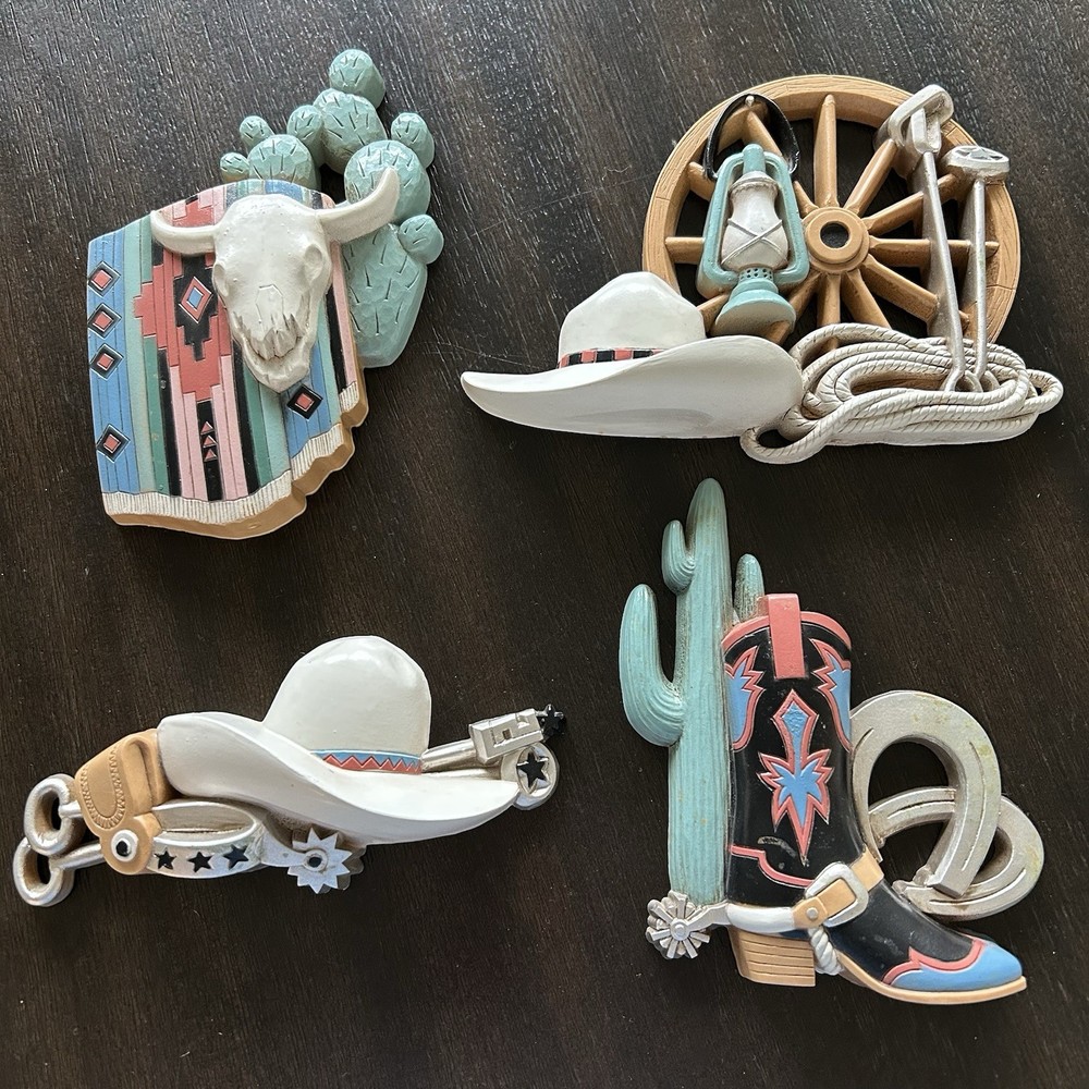 Vintage Burwood Southwest Western Wall Art Decor Plaques USA Home Interiors 1995