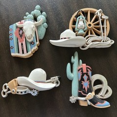 Vintage Burwood Southwest Western Wall Art Decor Plaques USA Home Interiors 1995