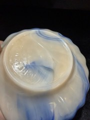 4-AKRO AGATE SLAG GLASS CLAM SHELL TRINKET DISHES IN FOUR DIFFERENT COLORS