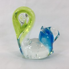 Vintage Hand Blown Art Glass Squirrel Figurine Blue Clear Green 3 1/2″ Tall