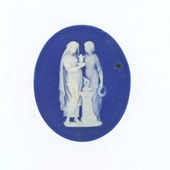 Unmarked Dark Blue Jasper Portrait Plaque w Classical Mythological Figures