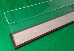 30.5″L x 10.8″W x 5.6″H display case with 3/16″ thick acrylic brown wood frame