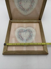VTG Home Interiors Homco Pink Floral Heart Framed Wall Art Print Set of Two