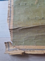 Large vintage school map of United Kingdom Great Britain, hanging canvas