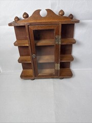 Vintage Miniture Wood Footed Curio Cabinet, with 3 Shelves 8.5″x7″x2″