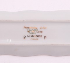 Limoges France Floral Olive Mints Tray Pencil Jewelry Trinket Forget-Me-Not Gold