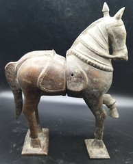 Unseen Very Unsual Late Mughail Period Antique Jewellery Box Bronze Horse Satute