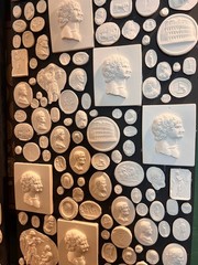 Large Pair of Grand Tour Revival Classical Intaglio and Cameo Casts & Wood Panel
