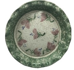 Original Parsley Artisan Pottery Magnolia Baking Pie Plate Fun