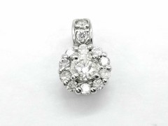 K18WG Diamond Pendant 0.20ct Flower Design Necklace Top Used
