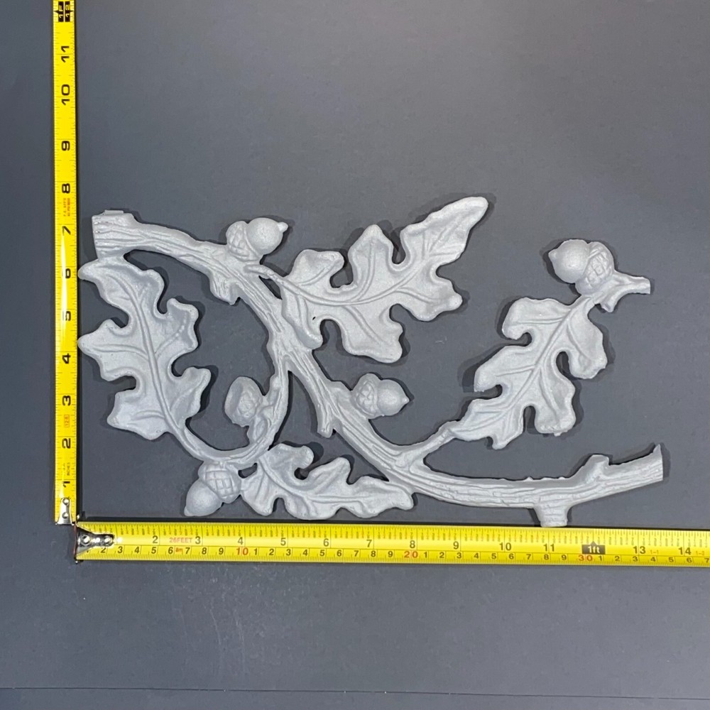 Vtg Pediment Fall Oak Acorn Leaf Wall Decor Cast Aluminum Art Panel 13.75″x8″