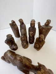 Carved Nativity Figures Modernists Wood Sculpture Mid Century Modern Mcm Era