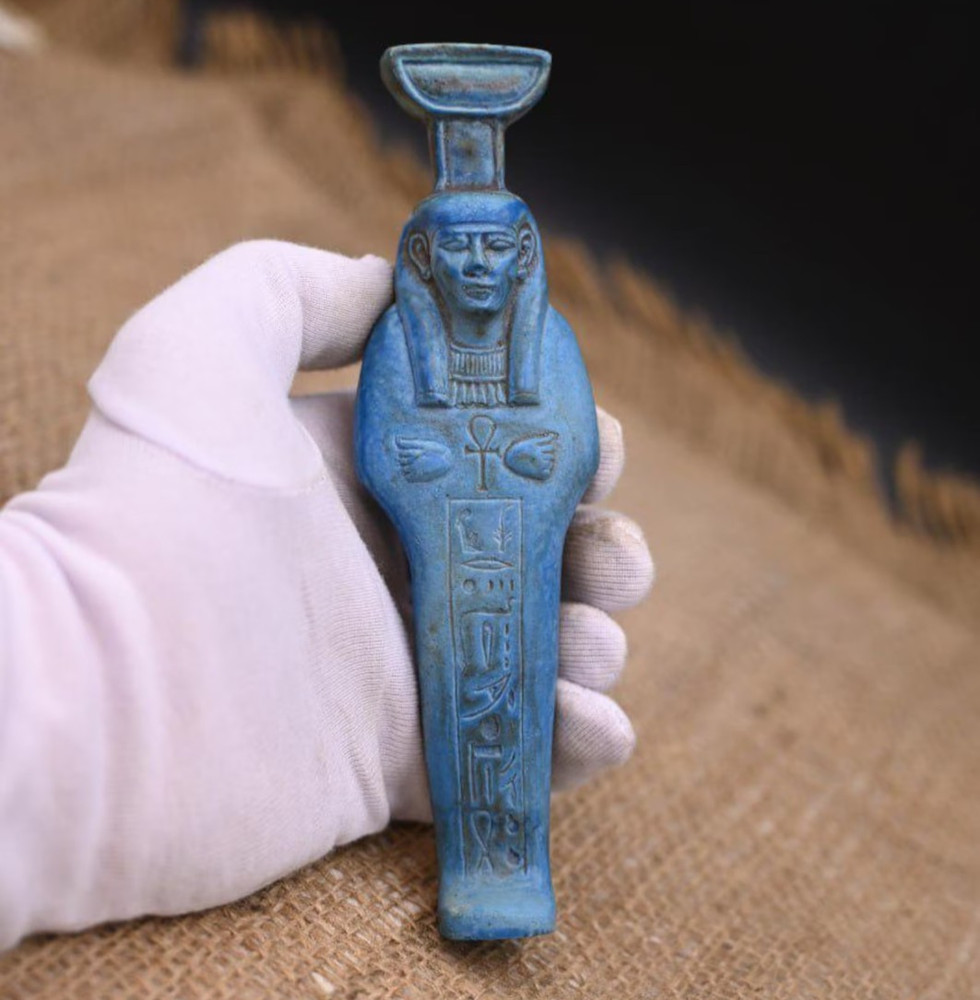 Authentic Ancient Egyptian Antiquities Nephthys Blue Stone Statue Egyptian BC