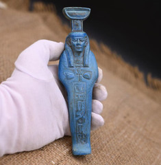 Authentic Ancient Egyptian Antiquities Nephthys Blue Stone Statue Egyptian BC