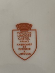 Limoges Porcelain Ashtray Castle Made in France White with gold design