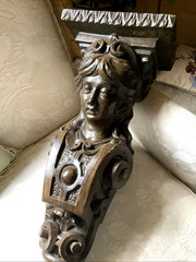 RARE Retro Burwood Products Brown Molded Plastic Caryatid Corbel Woman Bust