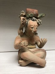 Antique Pre-Columbian Maya Mexican Red Clay Terracotta Pottery Figurine 9”