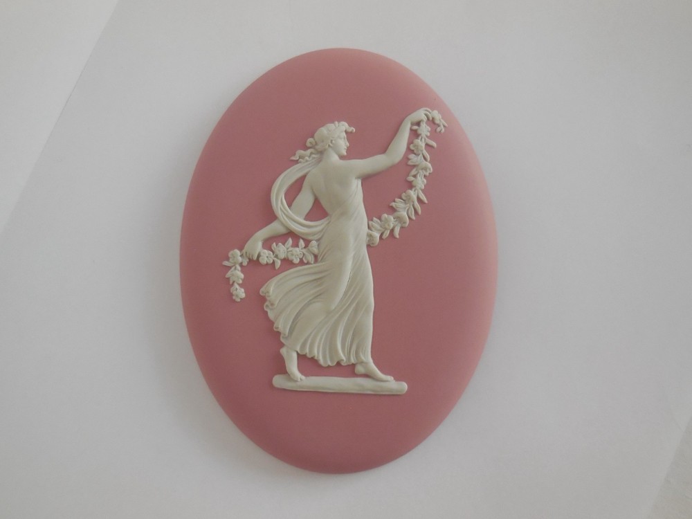 Wedgwood Pink Jasperware 5.25 Inch Dancing Hours Medallion Plaque