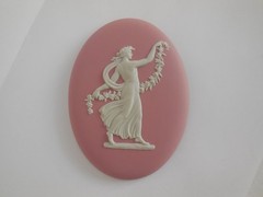 Wedgwood Pink Jasperware 5.25 Inch Dancing Hours Medallion Plaque