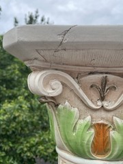 Vintage 20th C Plaster Neoclassical Jardiniere Pedestal Stand 9 Muses Garden Art