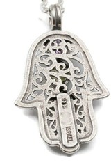 Roman Glass Hamsah Hand Sterling Silver925 Pendent Antiq Ancient Fragment 200 BC