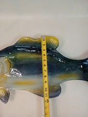 Vtg Largemouth Bass Large Art Glass Plate 24″ Serving Dish Platter Fish Decor
