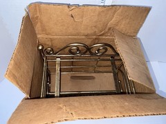 SET 2 Home Interiors Gold Wire Wall Shelf Glass Insert 9”X5”X7” Hollywood NOS