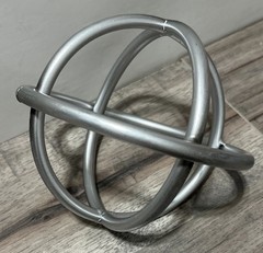 Set Of 2 Silver Metal Orb Table Home Decor Sphere Modernist Sculpture 5.5”