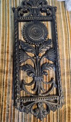 Homco Vintage Black Gold Gothic Wall Sunflower Daisy Floral Art #7368A