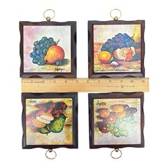 Vintage 1970’s Wood Fruit Wall Plaques HOMCO Home Interiors Set of 4 MCM Decor