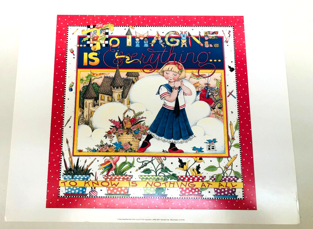 Vtg Mary Engelbreit Poster, Castles To The Imagination, 16″x20″, 1994 Unframed