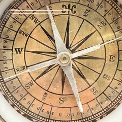 Antique Nautical Compass Handmade Wood Copper Coastal Nautical Decor Estate VTG