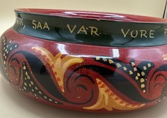 Vintage Norwegian Rosemaling Ale Bowl Ølbolle Hand-Painted Folk Art 8”