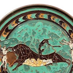 G. Halkides Rare Find Enamel on Bronze and Copper Wall Plate Made In Greece