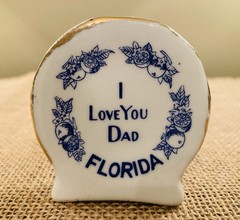 Vintage Porcelain Florida Orange Souvenir Toothpick Holders “I love you Mom/Dad”