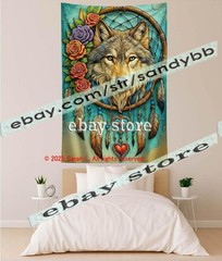 Wolf Rose Dreamcatcher Tapestry 3D relief look Wall Art decor 39X59 in
