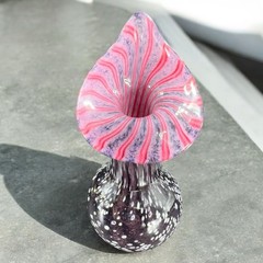Vintage Hand Blown Art Glass Vase Jack In Pulpit Hand Made Studio Glass Vase VTG