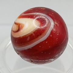 .65″ Vintage CAC Christensen Peltier Akro Red Slag Swirl Marble- #Q107