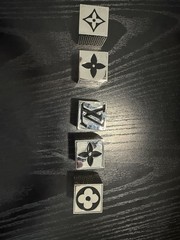 Authentic Louis Vuitton Mono Metal Dice Cube Game Set Original Box Rare collect