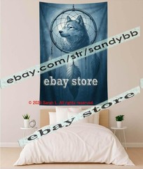 Wolf Dreamcatcher Tapestry 3D relief look Wall Art native decor 39X59 in