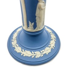Vintage Wedgwood Blue & White Jasperware Candlestick Neoclassical Style England