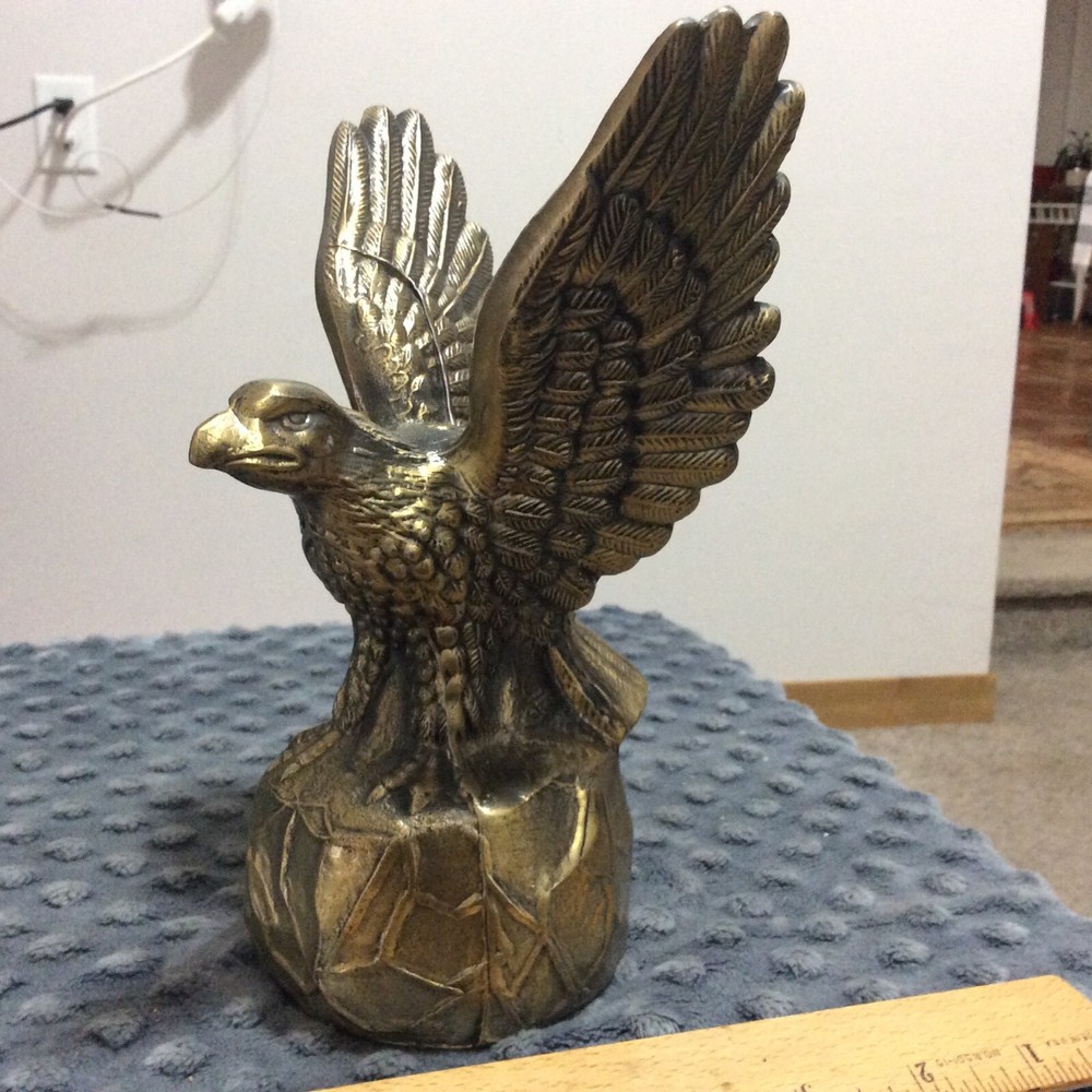 Large 7″ Bronze (?) Eagle Trophy Figure Statue Sculpture Cast Metal Display