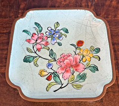 Set of 2 Vintage Cloisonné Enamel on Copper Trays Trinket Dishes READ 4.25×3.5”