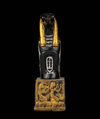 Authentic Ancient Egyptian Stone Bust God Sobek Statue Hieroglyphic Figurine BC