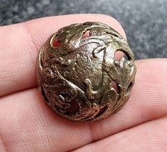 Post Medieval Button Decorated Metal Detecting Find Antique 22mm