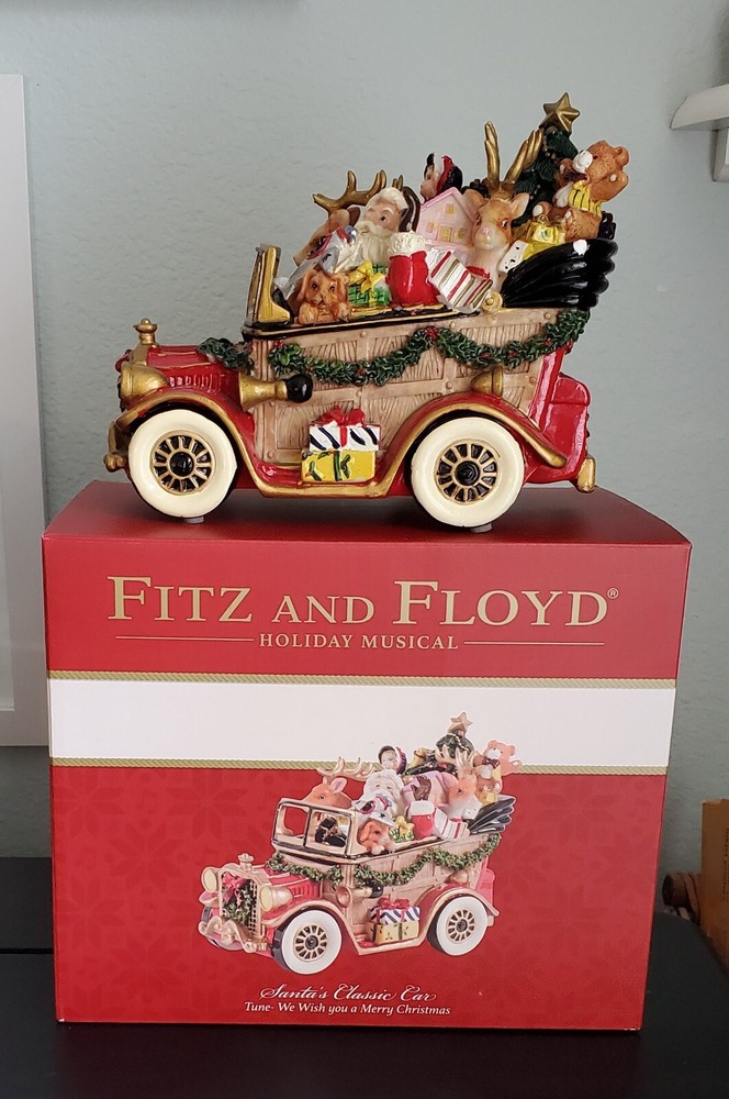 FITZ & FLOYD 2015 Santa Classic Car Musical Wind Up Holiday Decoration VIDEO