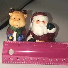 ￼Vintage ceramic salt and pepper shakers ￼Santa and reindeer Christmas